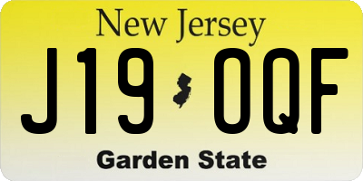 NJ license plate J19OQF