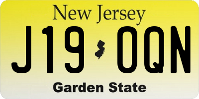 NJ license plate J19OQN