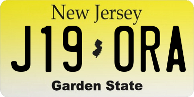NJ license plate J19ORA