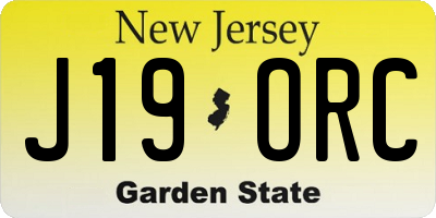NJ license plate J19ORC