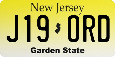 NJ license plate J19ORD