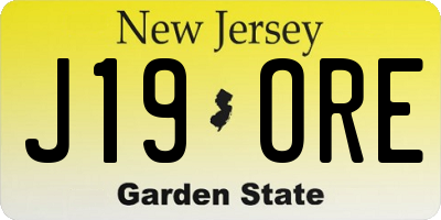 NJ license plate J19ORE