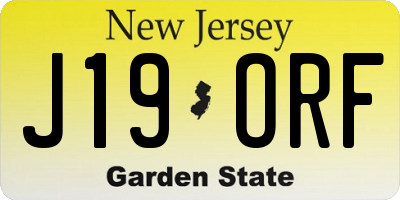 NJ license plate J19ORF