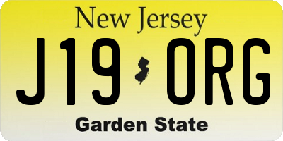 NJ license plate J19ORG