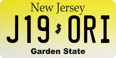NJ license plate J19ORI