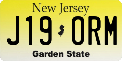 NJ license plate J19ORM
