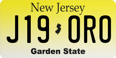 NJ license plate J19ORO