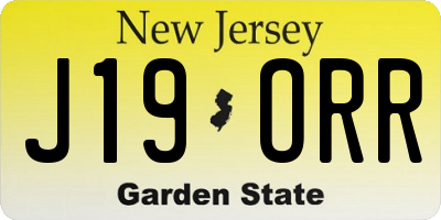 NJ license plate J19ORR
