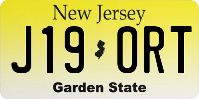 NJ license plate J19ORT