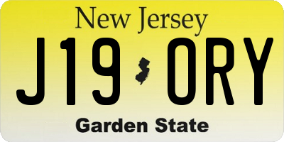 NJ license plate J19ORY
