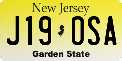 NJ license plate J19OSA