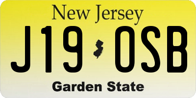 NJ license plate J19OSB