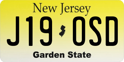 NJ license plate J19OSD