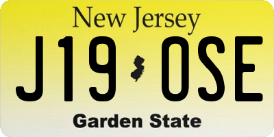 NJ license plate J19OSE