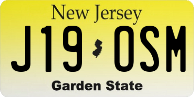 NJ license plate J19OSM