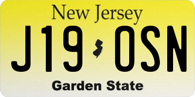 NJ license plate J19OSN