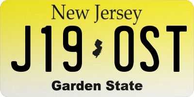 NJ license plate J19OST