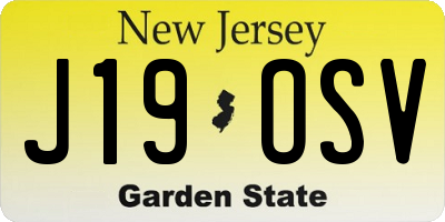 NJ license plate J19OSV