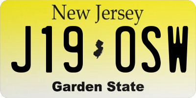 NJ license plate J19OSW