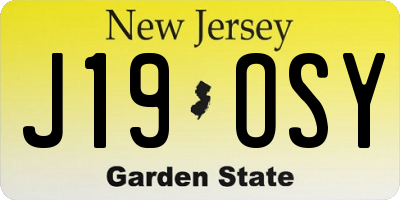 NJ license plate J19OSY