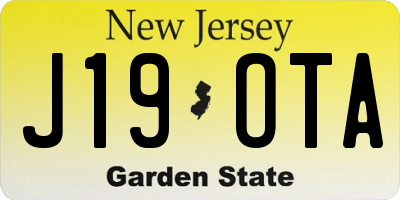 NJ license plate J19OTA
