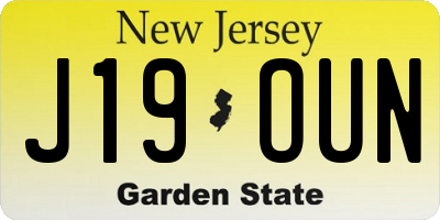 NJ license plate J19OUN