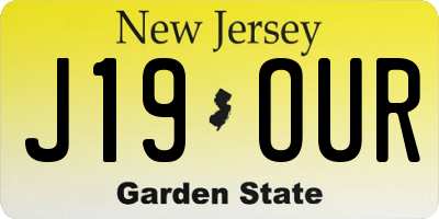 NJ license plate J19OUR