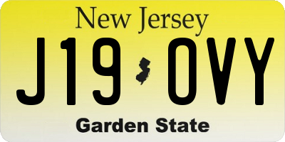 NJ license plate J19OVY