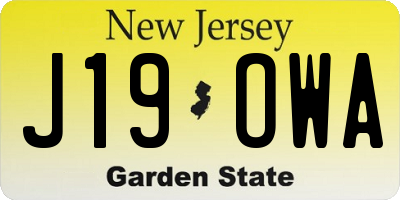 NJ license plate J19OWA