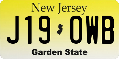 NJ license plate J19OWB