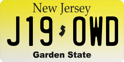 NJ license plate J19OWD