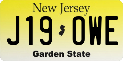 NJ license plate J19OWE