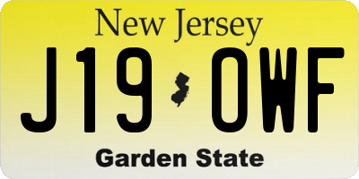 NJ license plate J19OWF