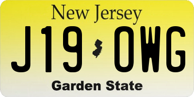 NJ license plate J19OWG
