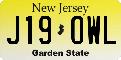 NJ license plate J19OWL