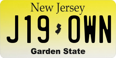 NJ license plate J19OWN