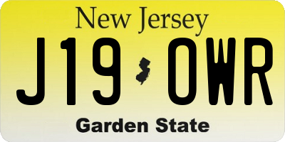 NJ license plate J19OWR