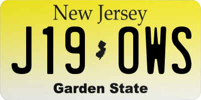 NJ license plate J19OWS