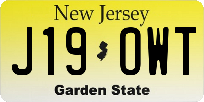 NJ license plate J19OWT