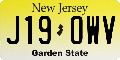 NJ license plate J19OWV