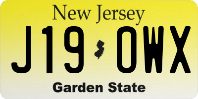 NJ license plate J19OWX