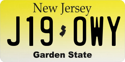 NJ license plate J19OWY