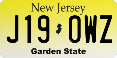 NJ license plate J19OWZ