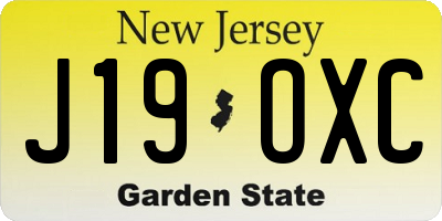 NJ license plate J19OXC