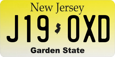 NJ license plate J19OXD