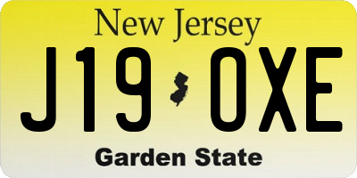 NJ license plate J19OXE