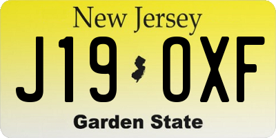 NJ license plate J19OXF