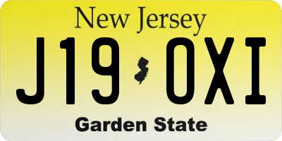 NJ license plate J19OXI