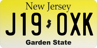 NJ license plate J19OXK