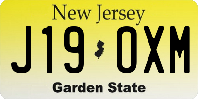NJ license plate J19OXM